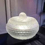 Art Deco Molded Glass Candy Box / Powder Box - Floral