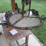 Art Deco chandelier wrought iron Nancy style twentieth era