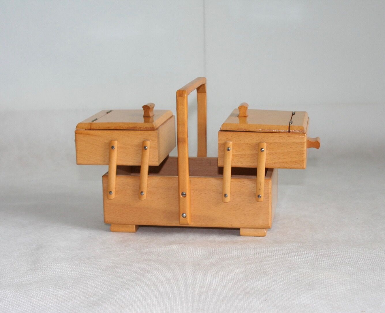 Wooden sewing basket