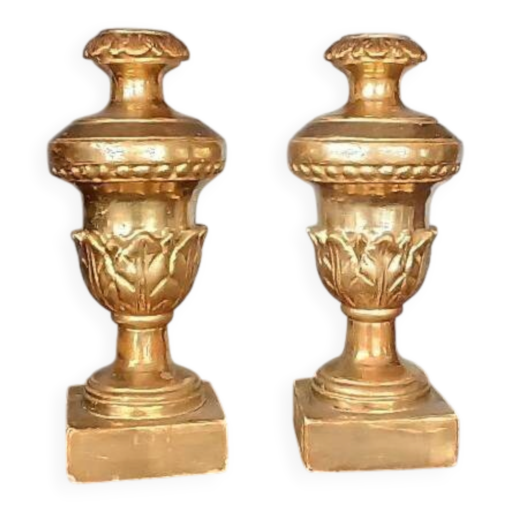 Paire de chandeliers anciens à support palme, Toscane, début du XIXe siècle