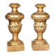 Pair of antique candlesticks with palm support, Tuscany, early 19th century.