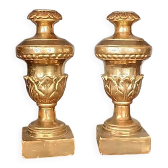 Pair of antique candlesticks with palm support, Tuscany, early 19th century.