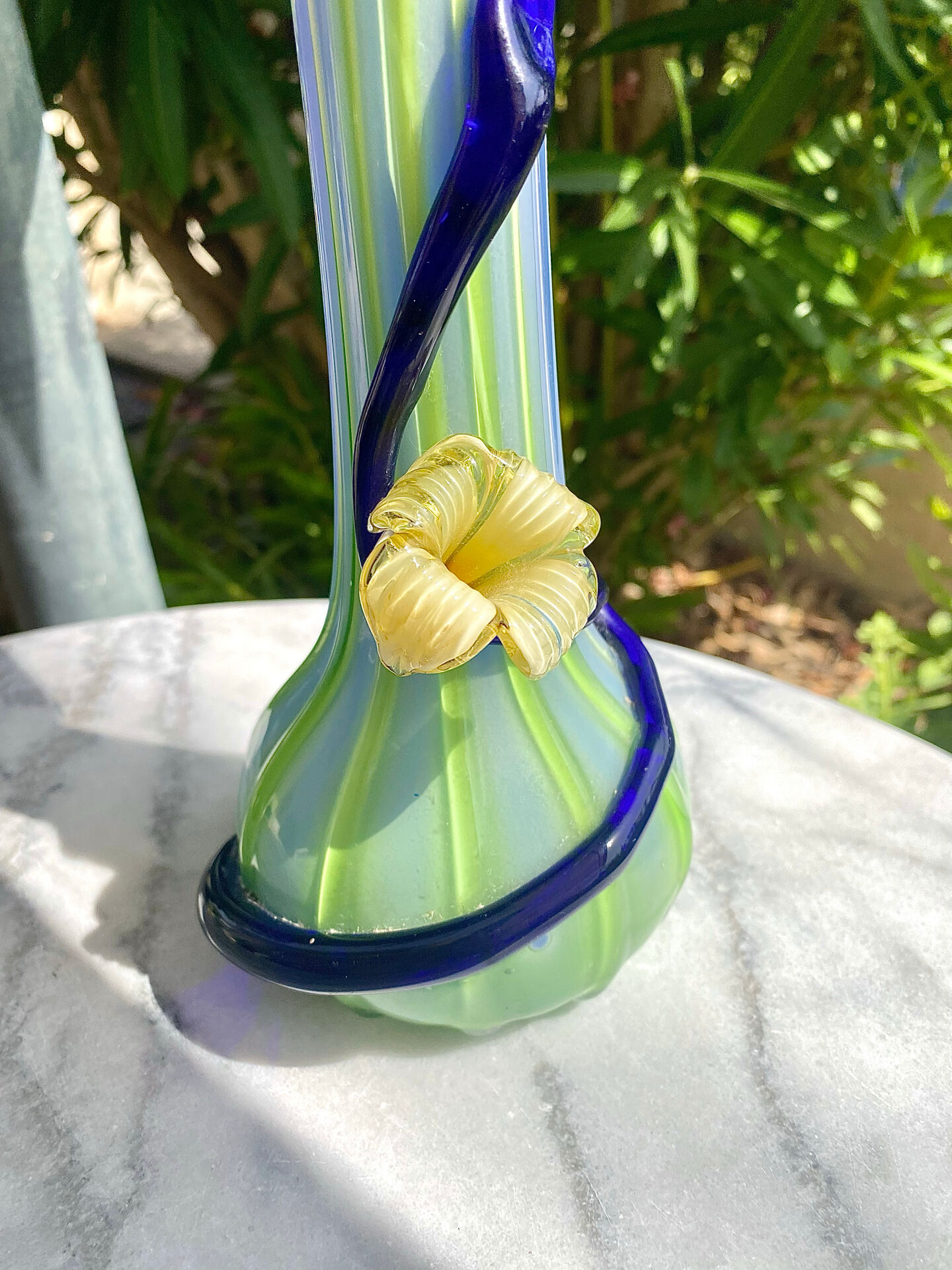 Large blown Murano glass vase with floral decoration.