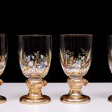 Stunning Antique Enameled Glass serving set for fruit, dessert or punch. 1880