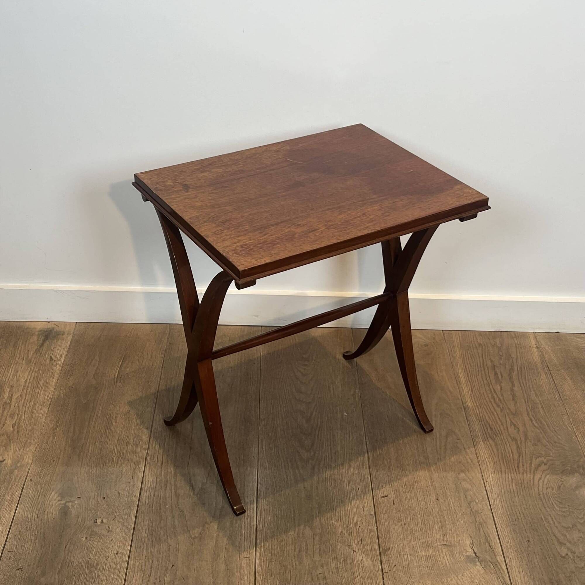 Pair of Mahogany Side Tables with X-shaped Legs. French Work. Circa.