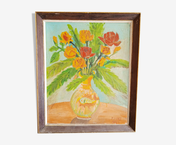 Nature morte huile sur toile Espagne 1961
