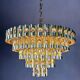 Gaetano Sciolari 5-tier chandelier, brass & crystal, Italy, 1970s