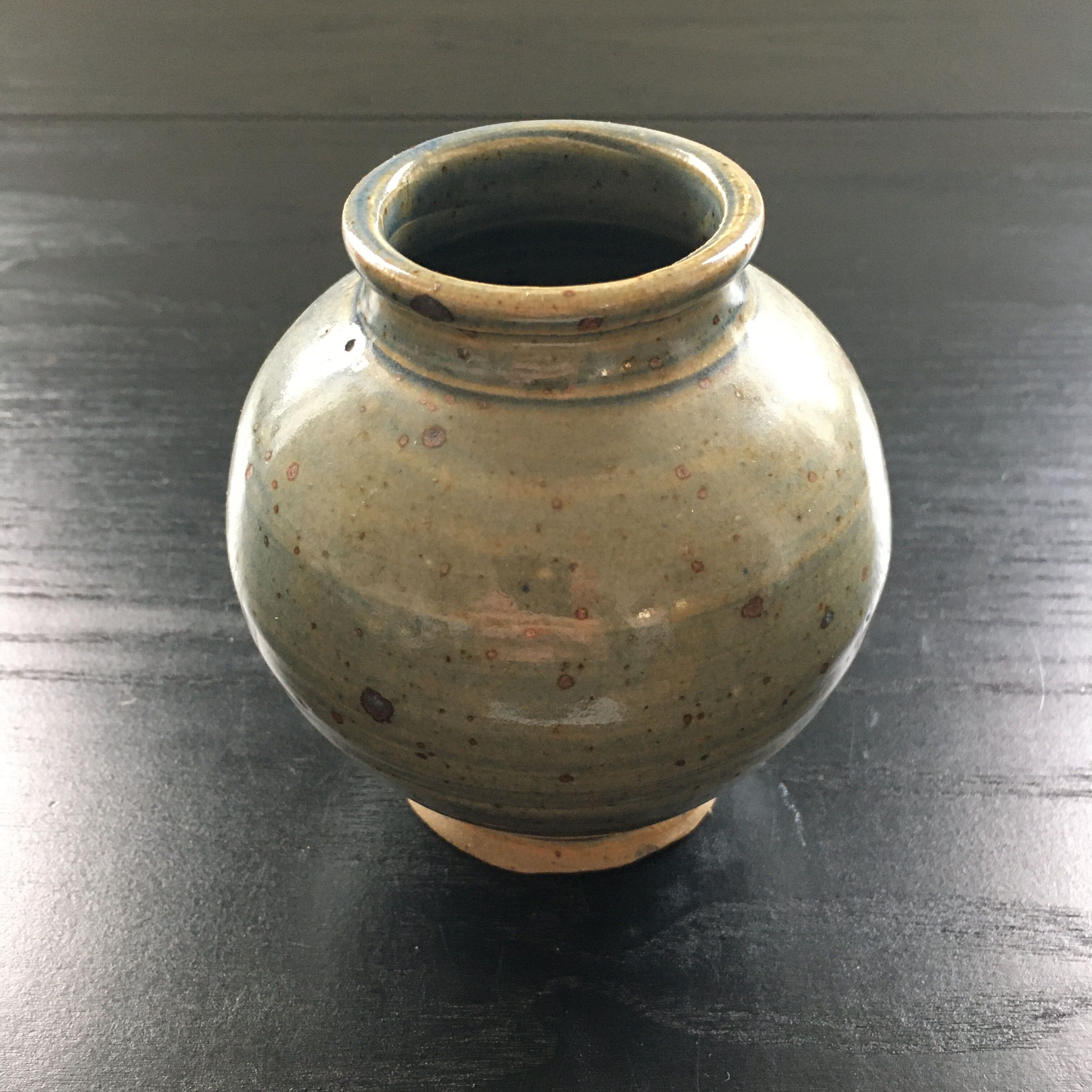 Blue grey sandstone ball vase