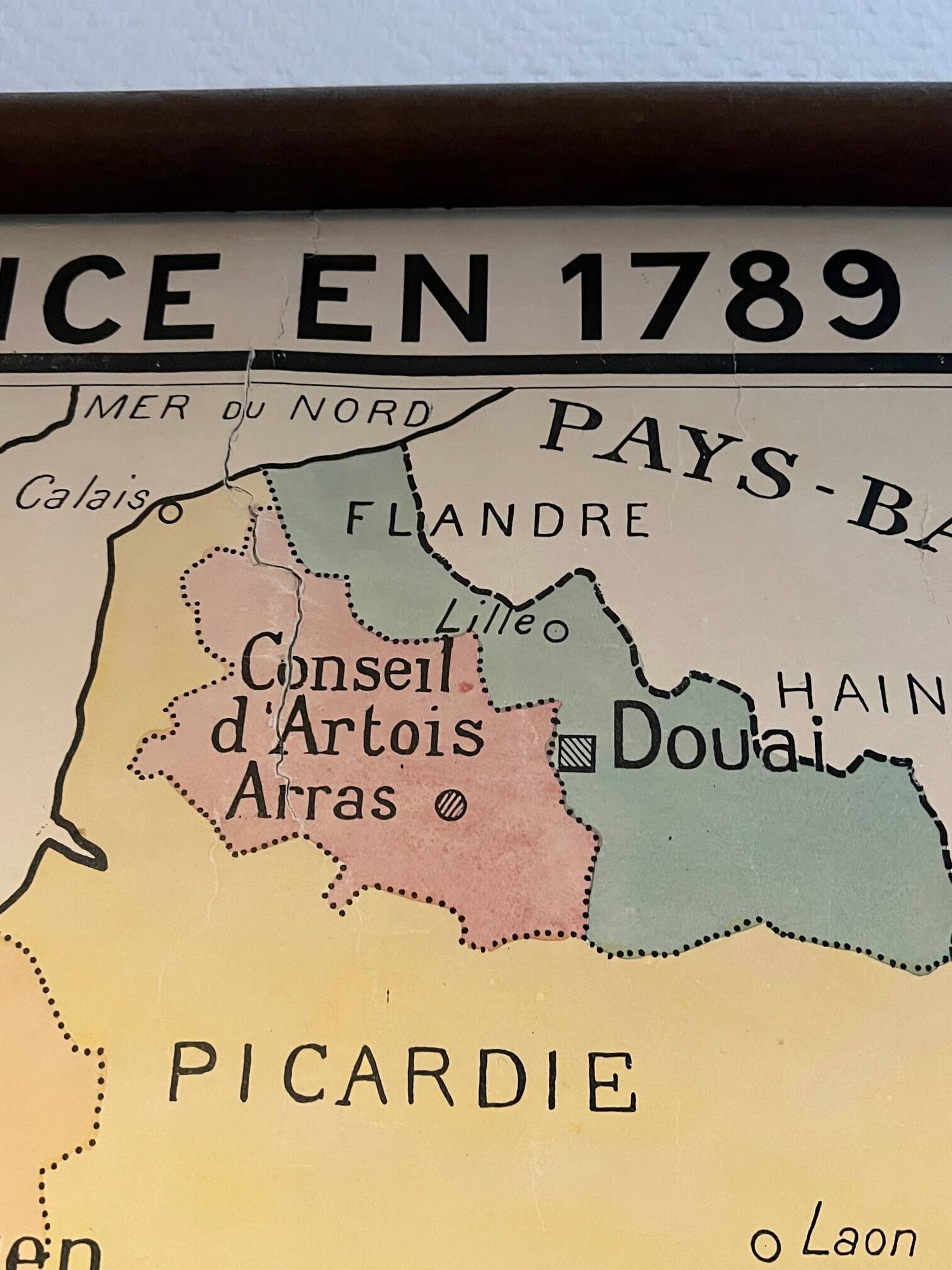 Map of France in 1789 - old school map to hang vintage school poster