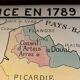 Map of France in 1789 - old school map to hang vintage school poster