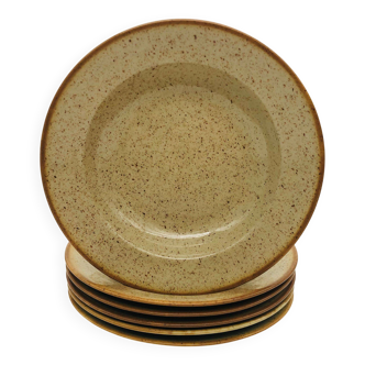 6 deep plates, Tulowice. Made in Poland.