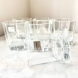 Vintage 6 x Hexagonal Clear Water Glasses, by Luminarc France, 1980s
