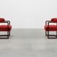 Fauteuils Art Déco rouges, Belgique vers 1920