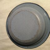 Assiette creuse plat en métal émaillé bleu ancienne vintage