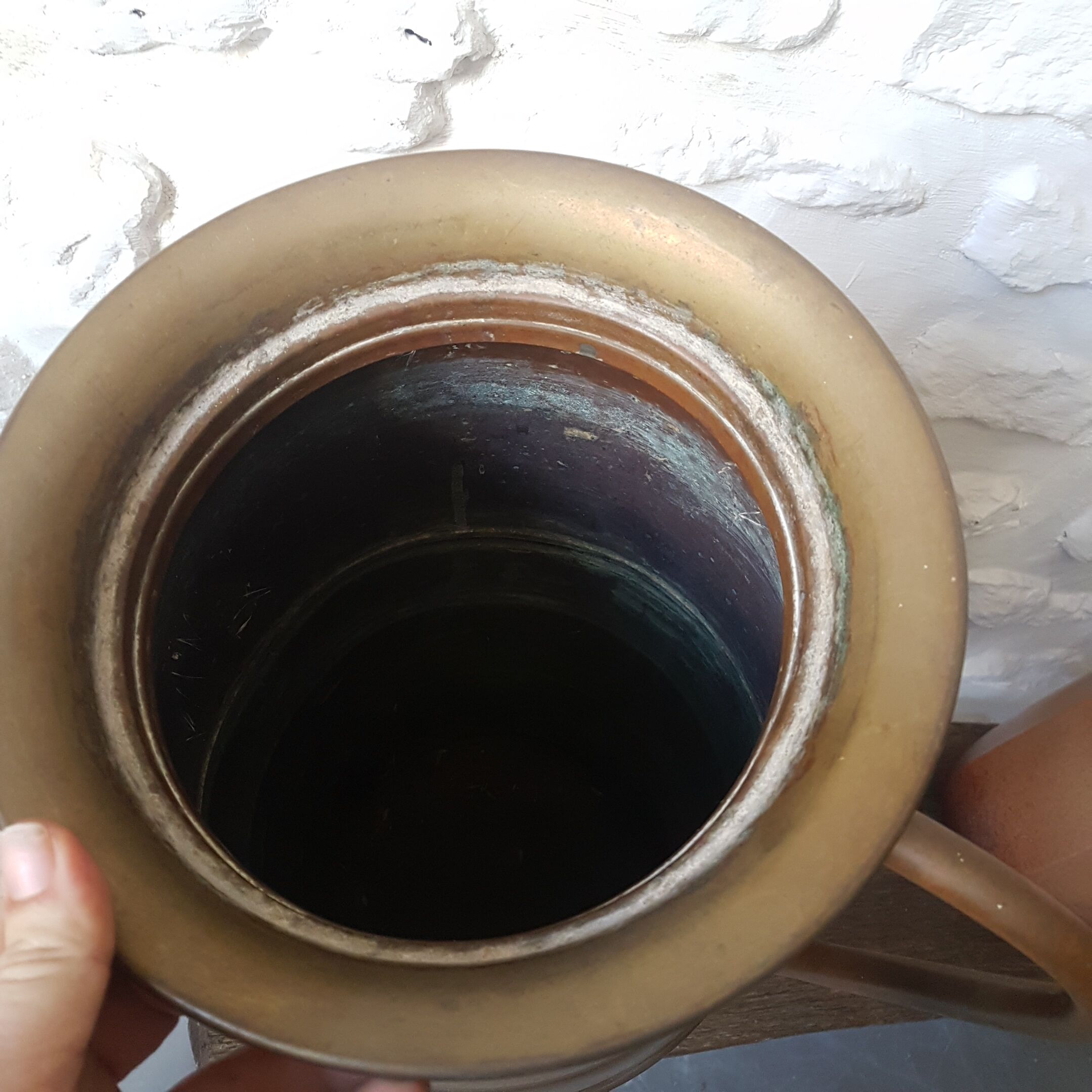 Copper and brass jar