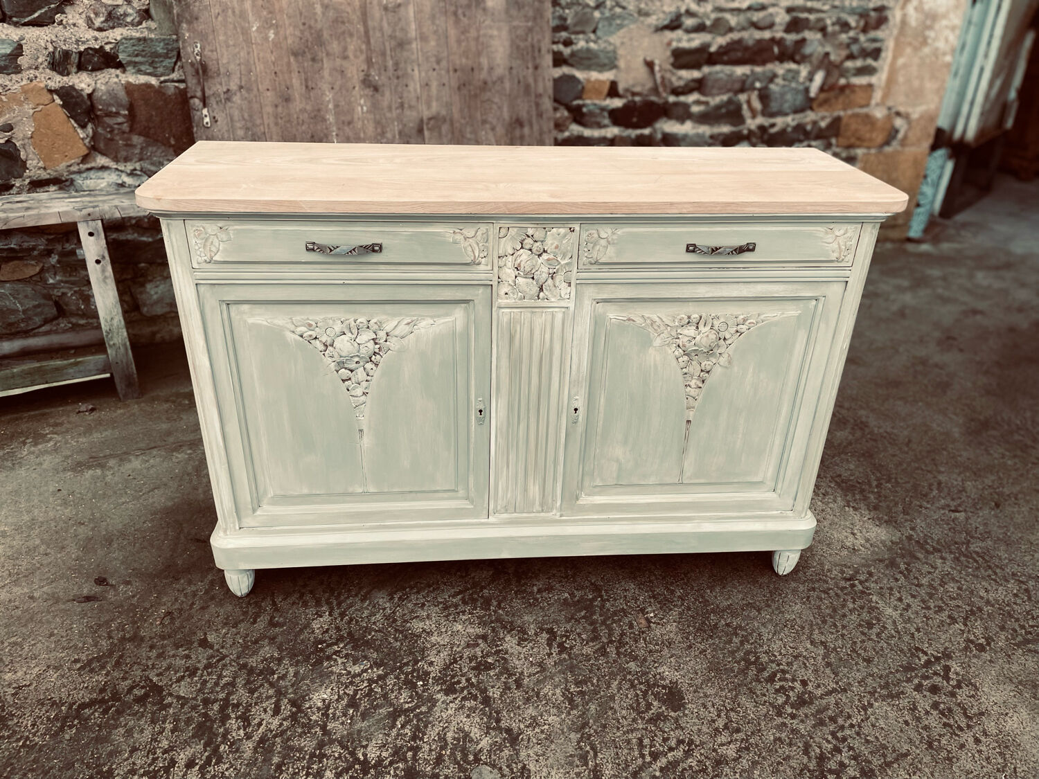 Carved flowered sideboard