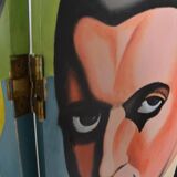 Vintage screen made up of 4 wooden panels reproducing the painting by tamara de lempicka 1925.