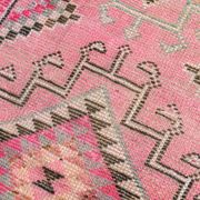 Tapis Couloir Rose à Médaillons, Tapis Turc Vintage, 86x364 Cm