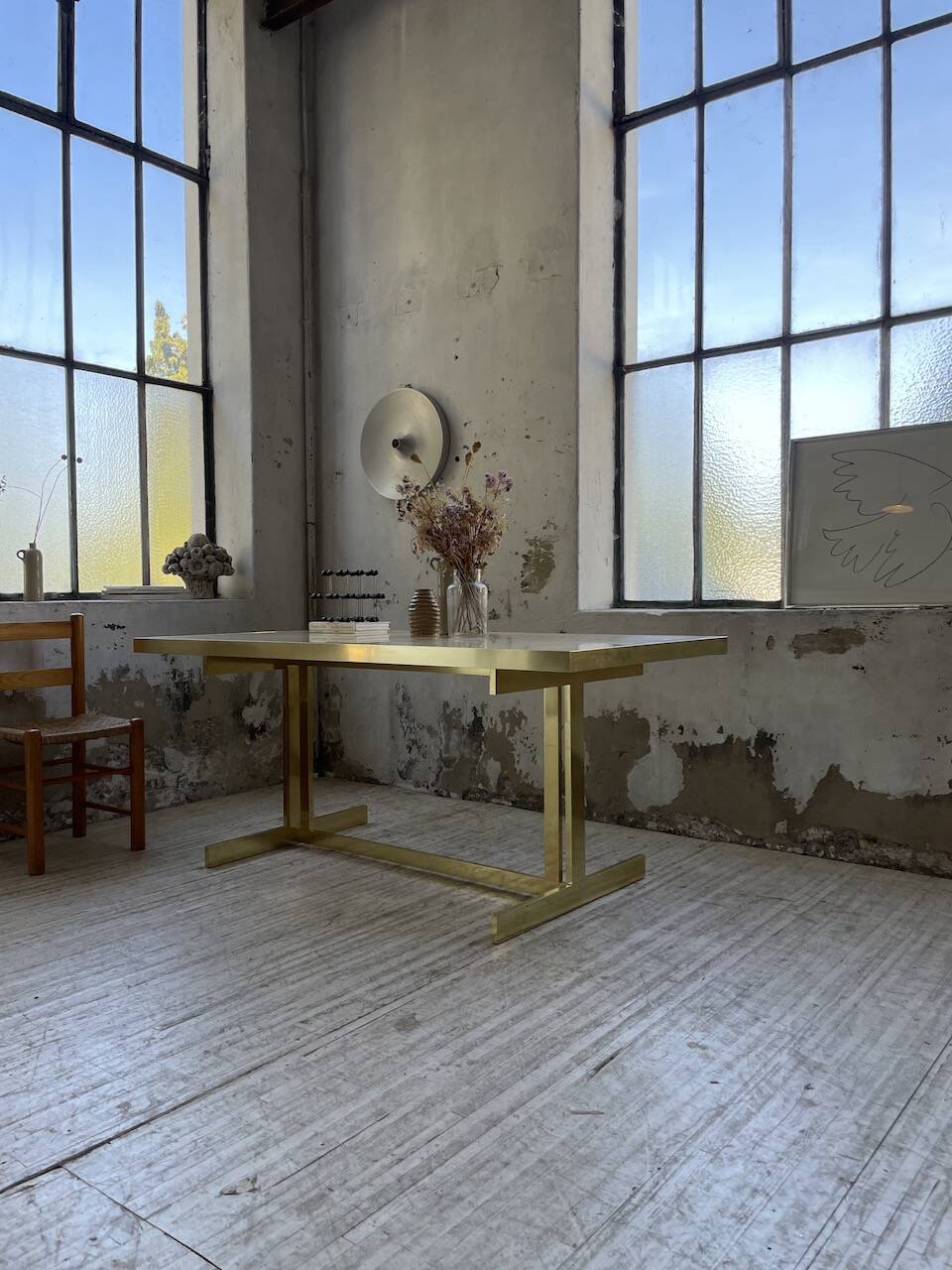 Brass table 1970 Italian lacquer