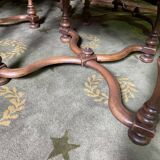 Suite of 6 chairs walnut and yellow velvet louis XIV style