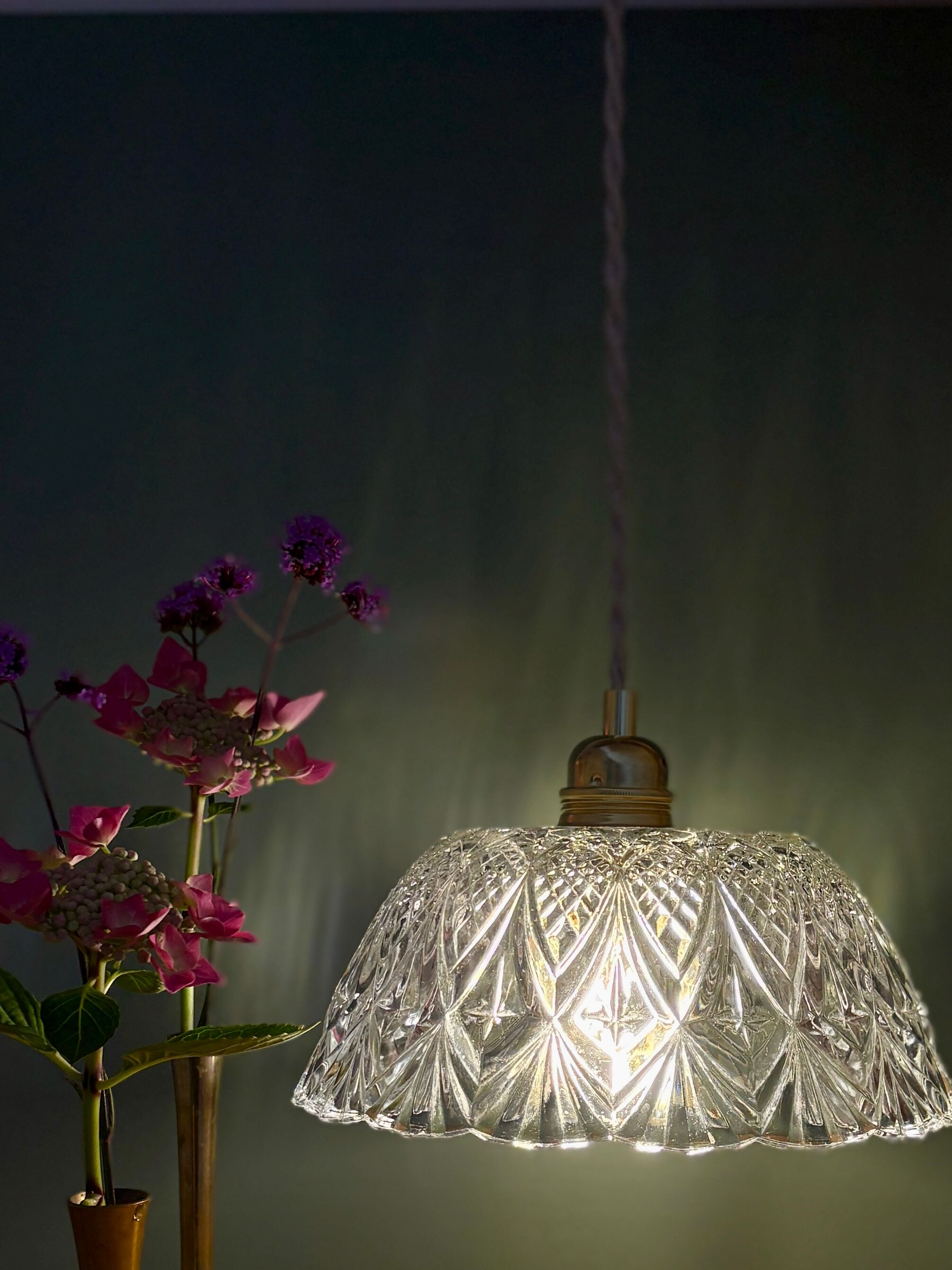 Vintage glass pendant light - tableware collection -