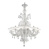 Traditional White Venetian Murano Glass “Ca’ Rezzonico” Chandelier with Tra