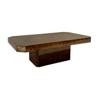 Table basse avec bar en loupe d’orme édition Roche et Bobois des années 70