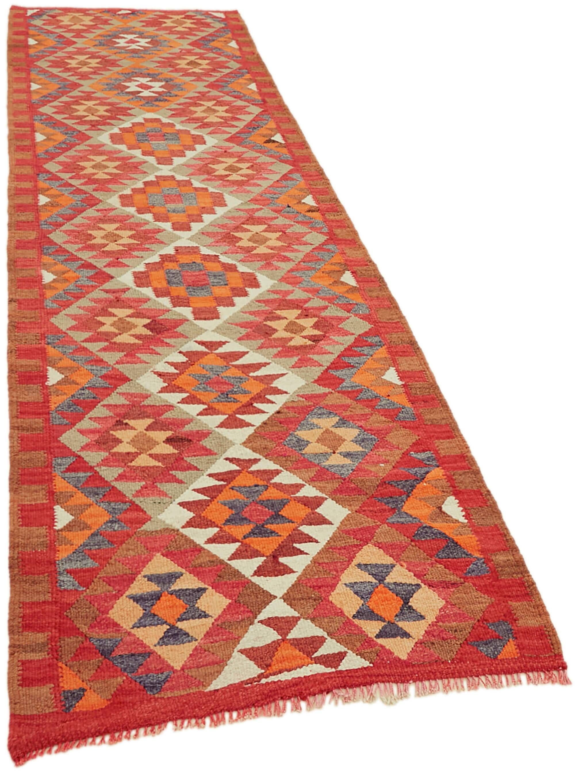 Turkish Handwoven Vintage Herki Kilim 98 cm x 322 cm
