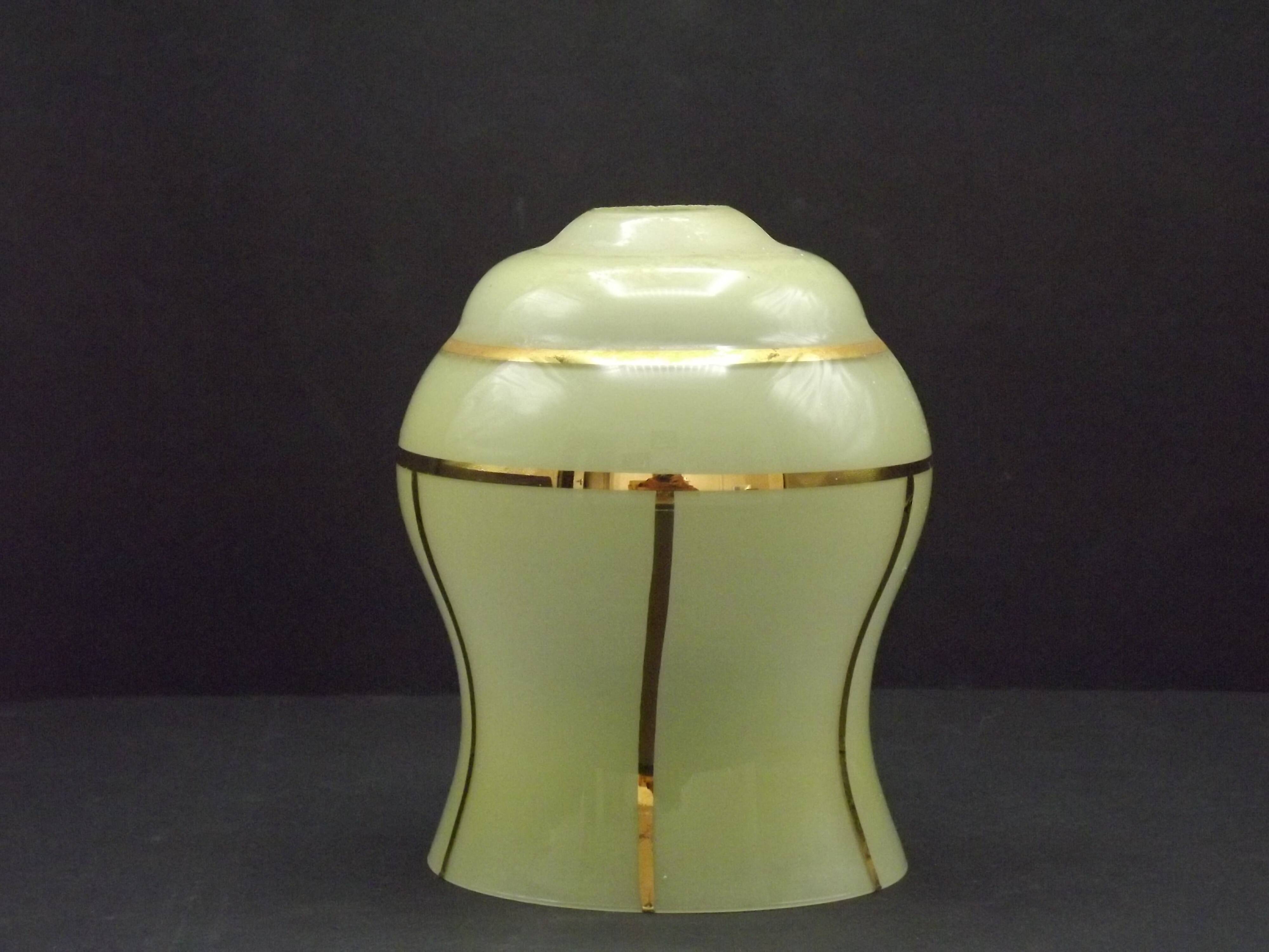 French vintage yellow Art Deco replacement shade with gold detailing 0081.
