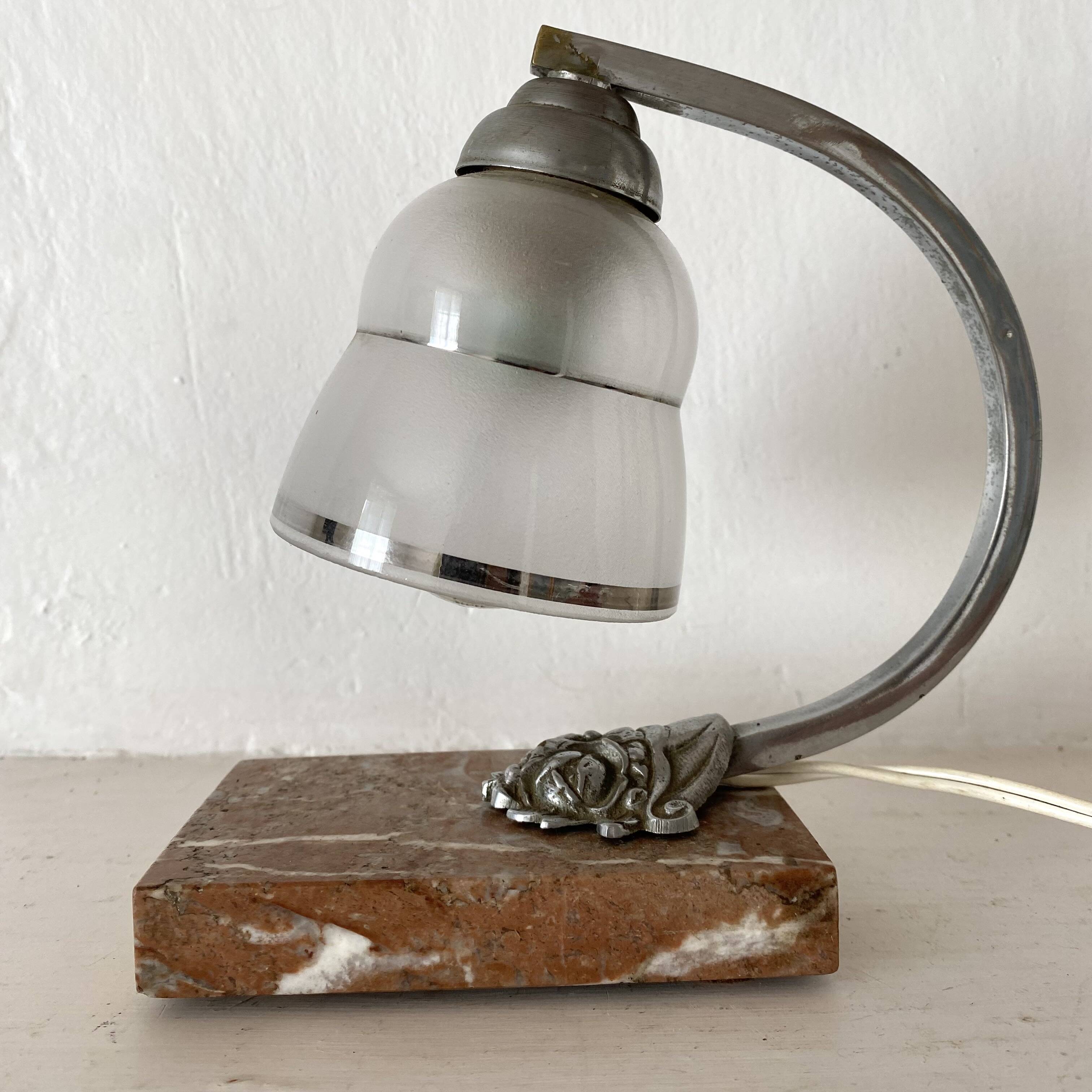 Art deco night light with marble base