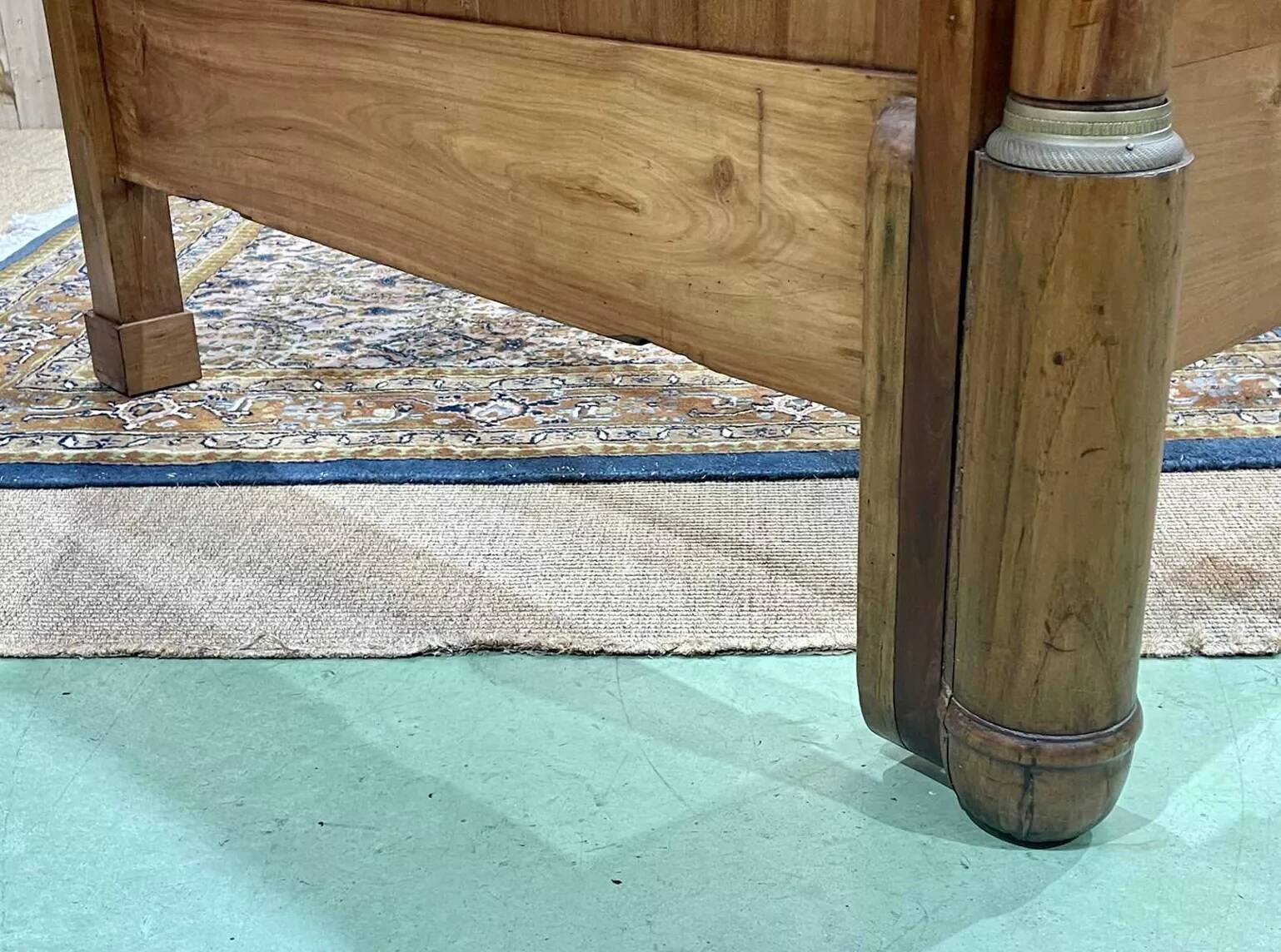 19th century Empire sleigh bed in cherry wood - Bedding: 1m82x98cm