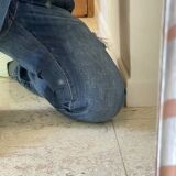 Antique wooden mirror hand-painted.