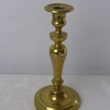 Old candlestick baluster foot round gilded brass-Ht 26cm
