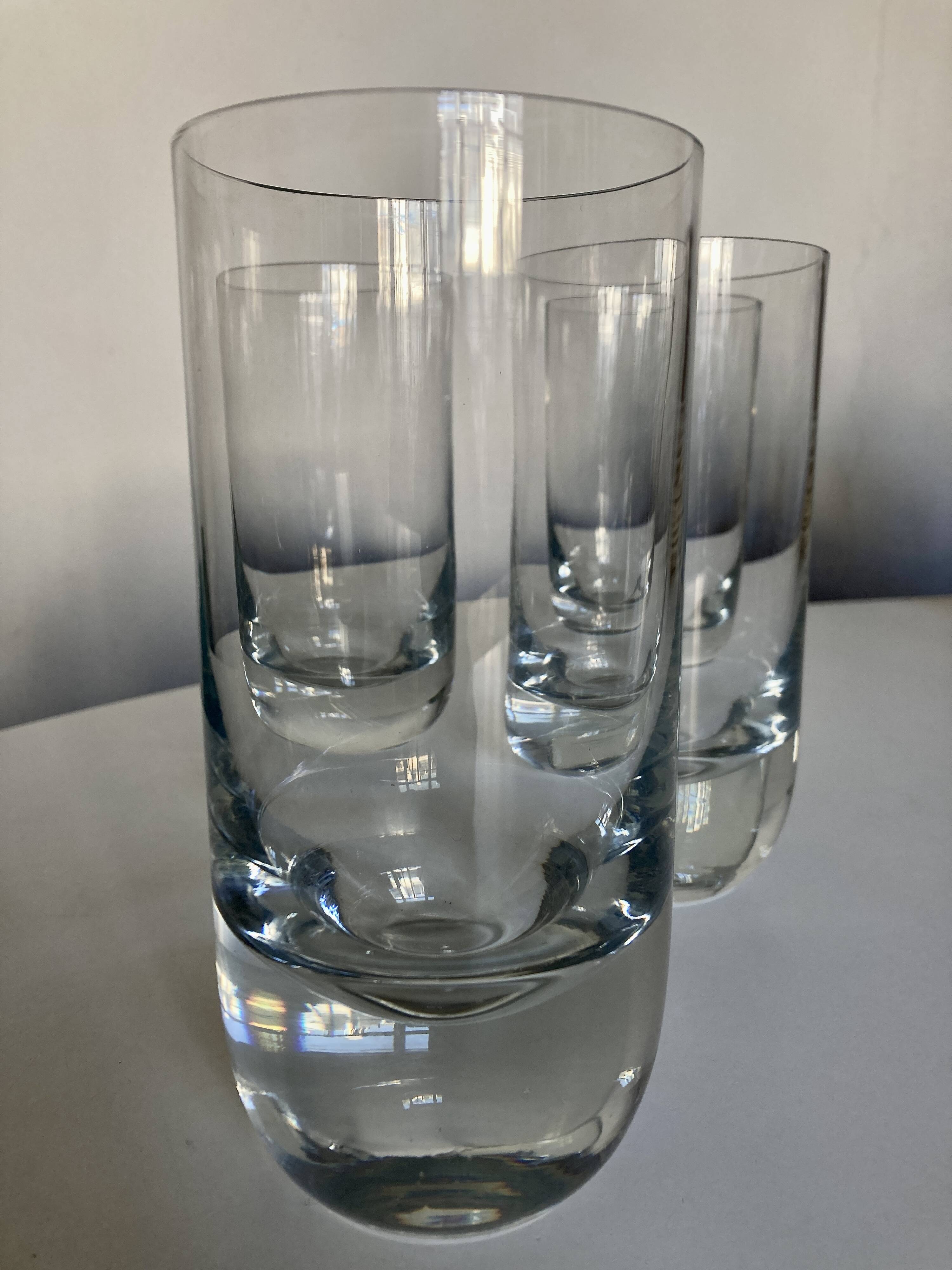 Set of 4 XXL solid glass tumblers in semi-crystal Scandinavian style