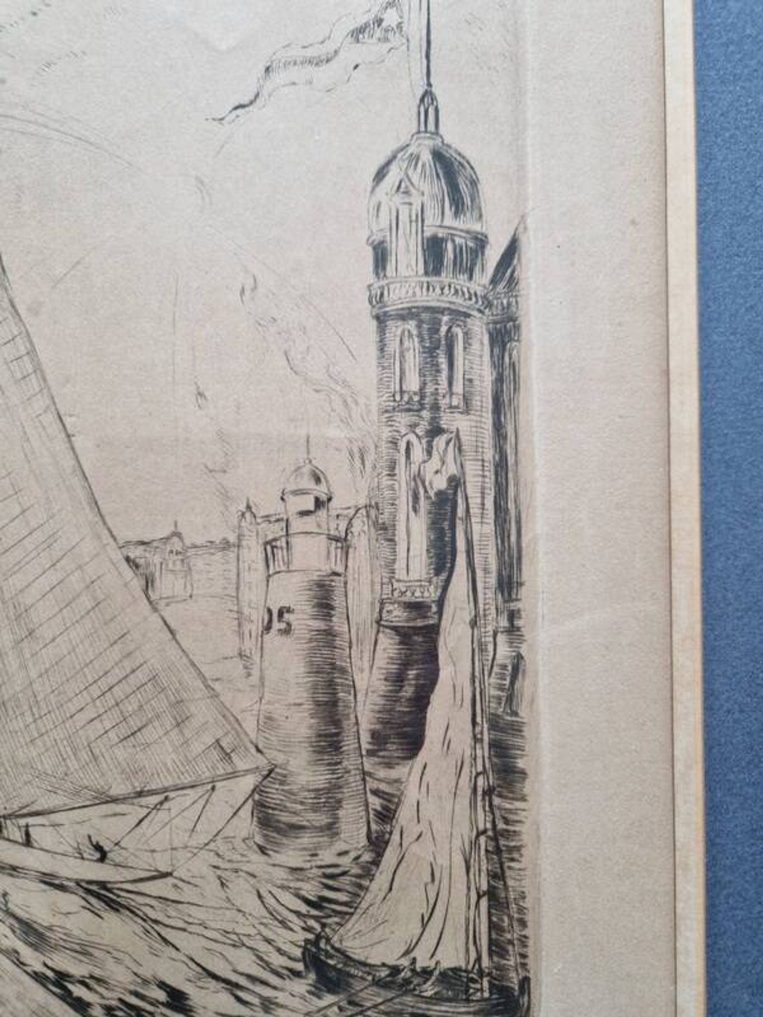 Herbert Lespinasse (1884-1972) - Engraving - The Departure of the Sailing Ship