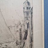 Herbert Lespinasse (1884-1972) - Engraving - The Departure of the Sailing Ship