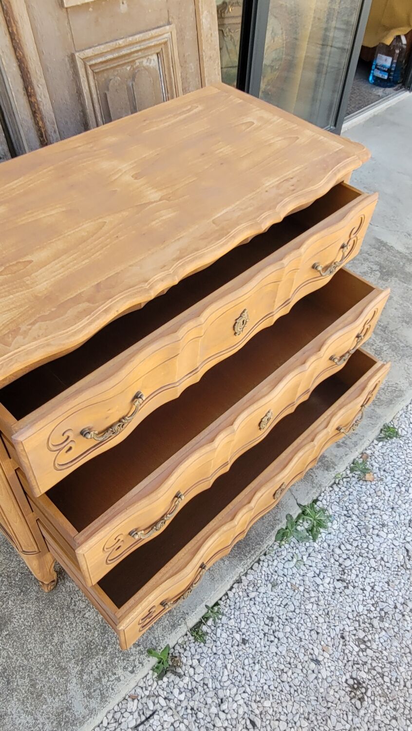 Louis xv style chest of drawers in pickled cherry