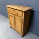 Old marbled ochre yellow French farmhouse cabinet