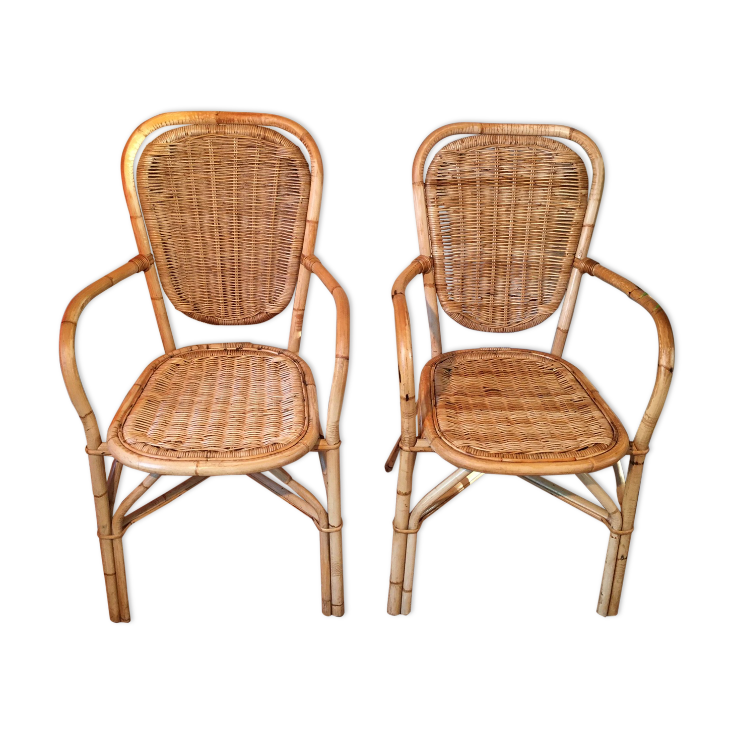 Pair of light rattan chairs