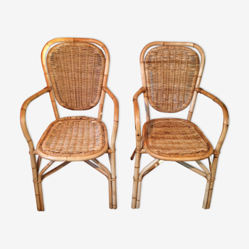 Pair of light rattan chairs