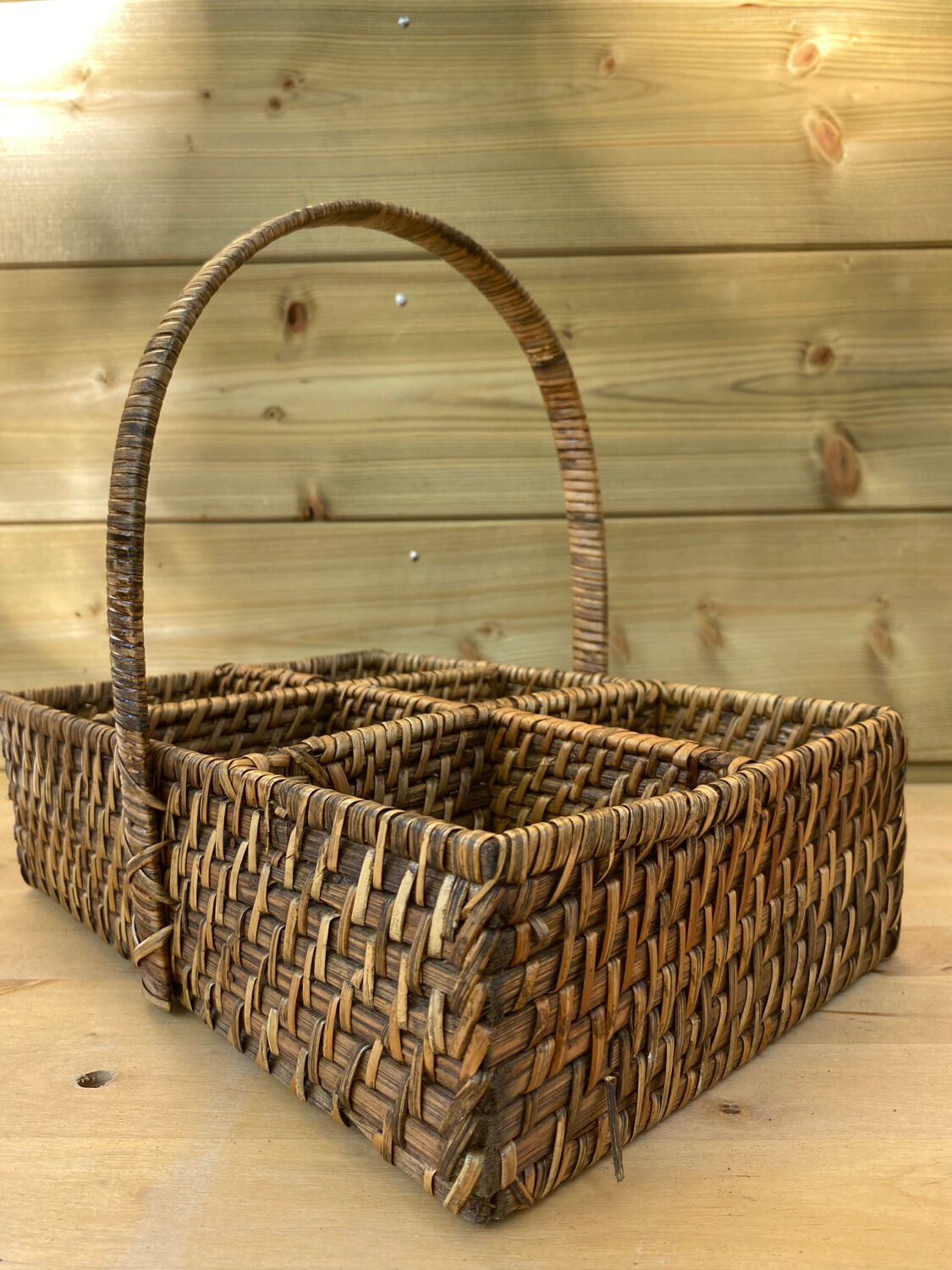 Wooden glass basket