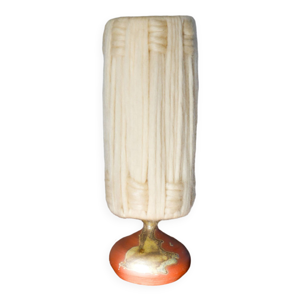Lampe scandinave en grès vernissé et abat-jour en laine, 1970