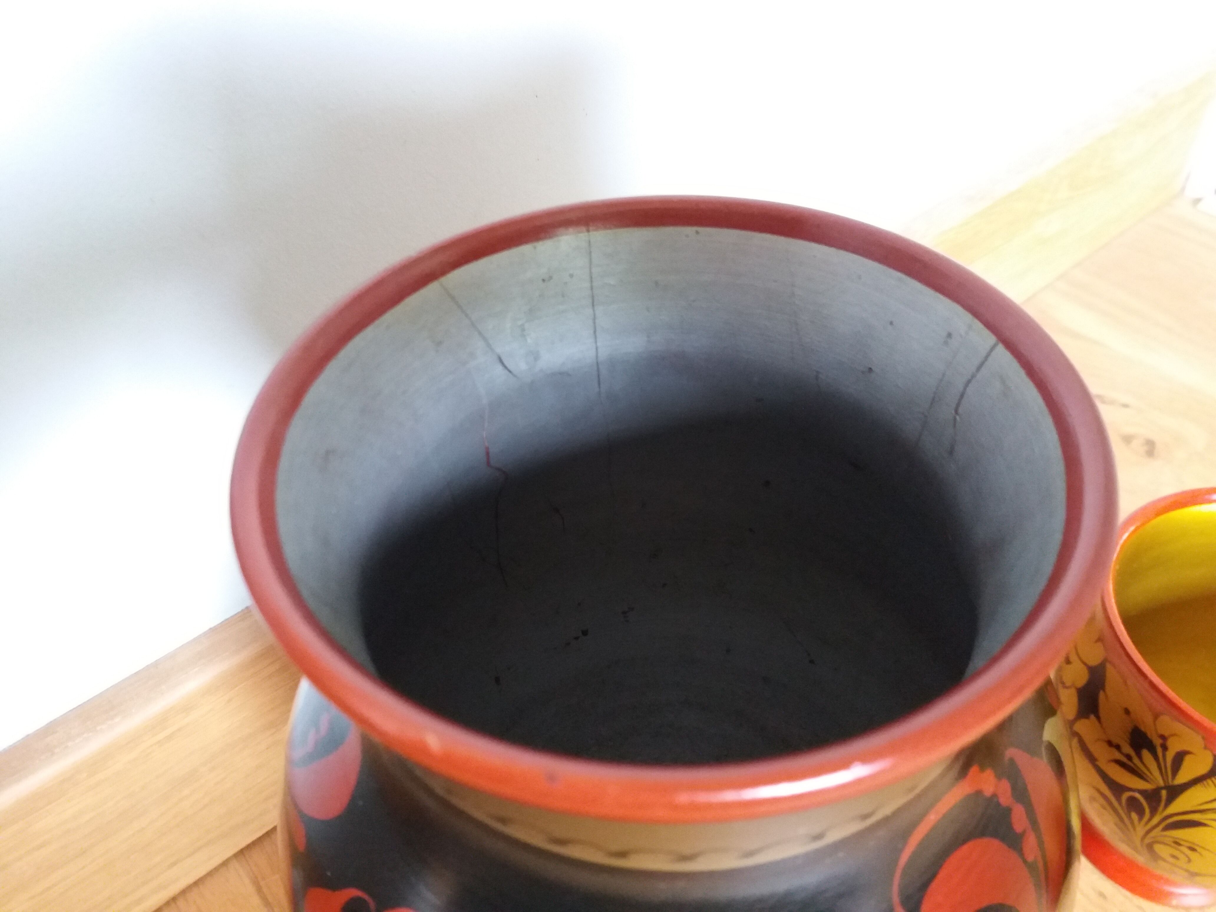 Russian Khokhloma vase in painted wood
