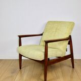 GFM-64 armchair, design by Edmund Homa from the 70s, yellow lemon lime