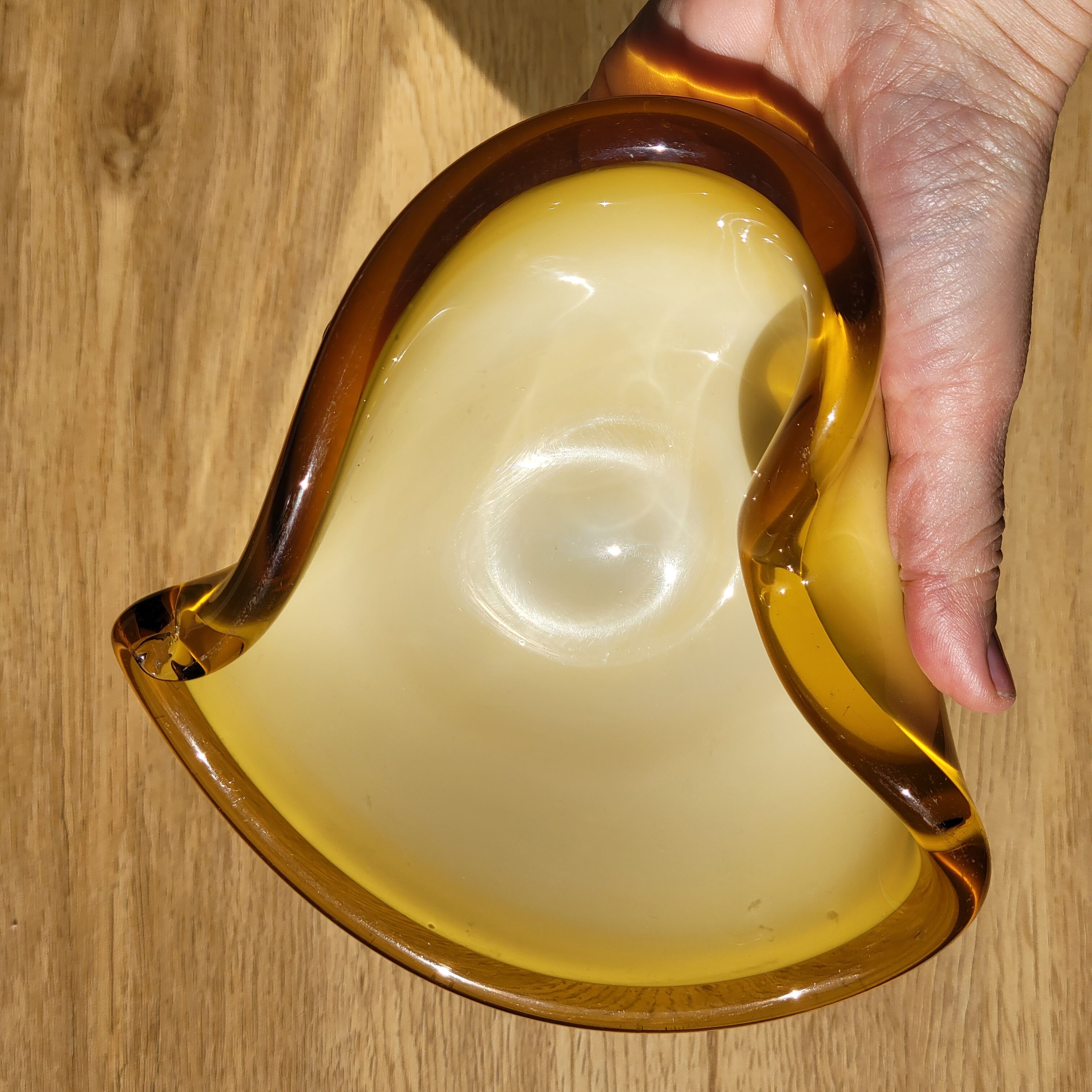 Empty pocket vintage yellow Murano glass bowl