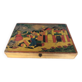 Ancien Jeu De Construction Boîte Jouets en Bois Vintage