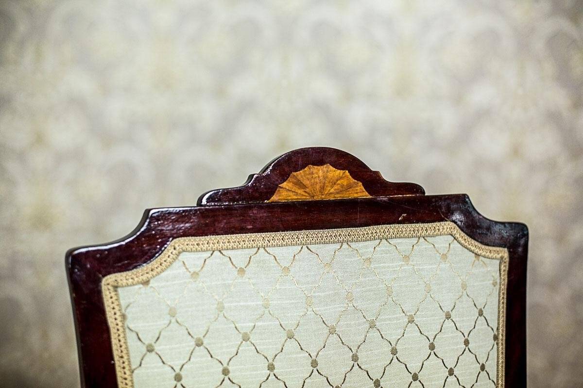 Round Table with Upholstered Chairs, 1950s, Set of 5