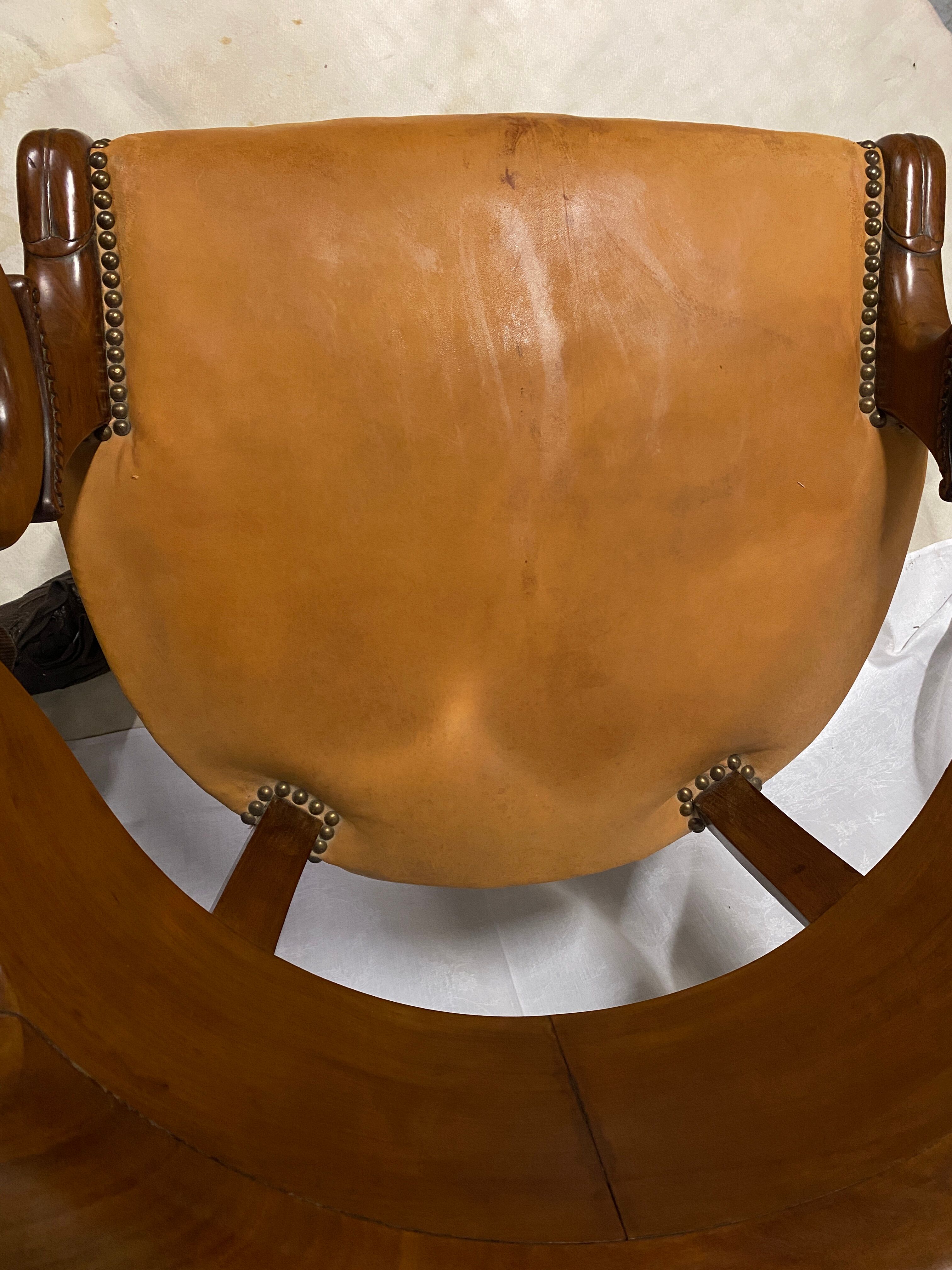 Mahogany office armchair with roll-ups