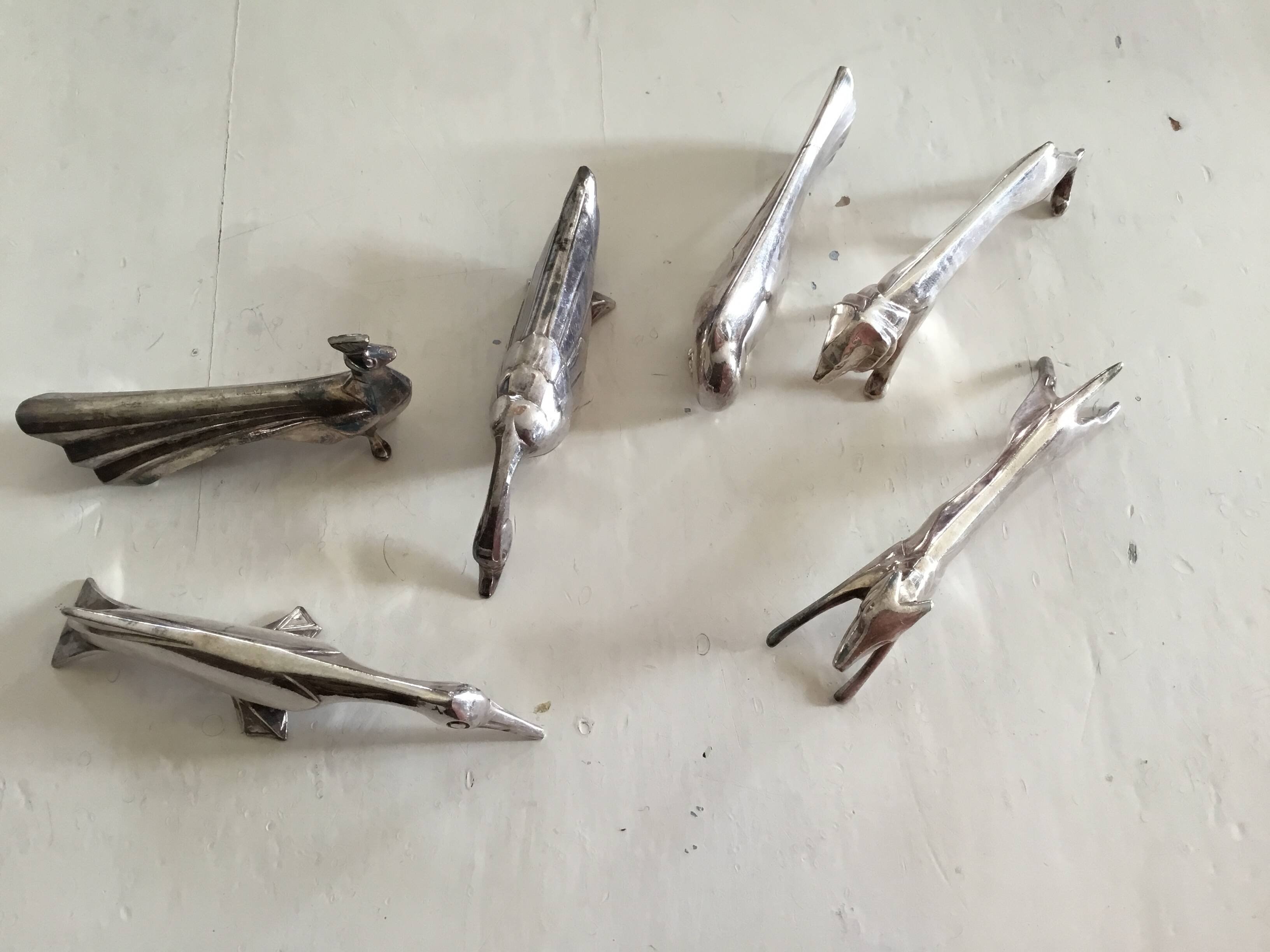 6 animal-themed Art Deco knife rests