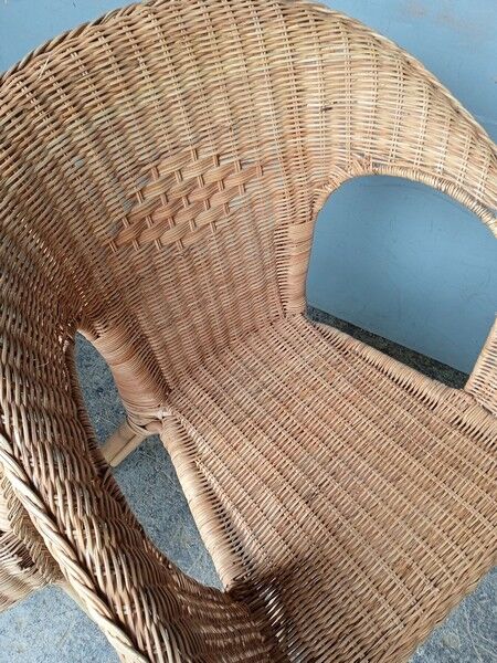 Pair of vintage rattan armchairs